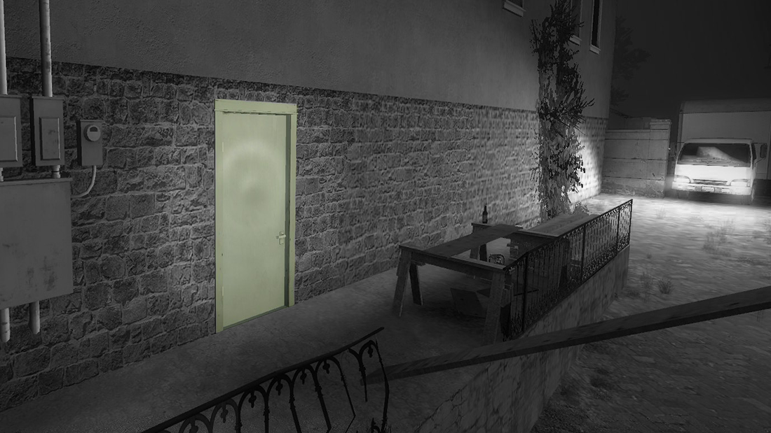 An image of an exterior stairwell door/