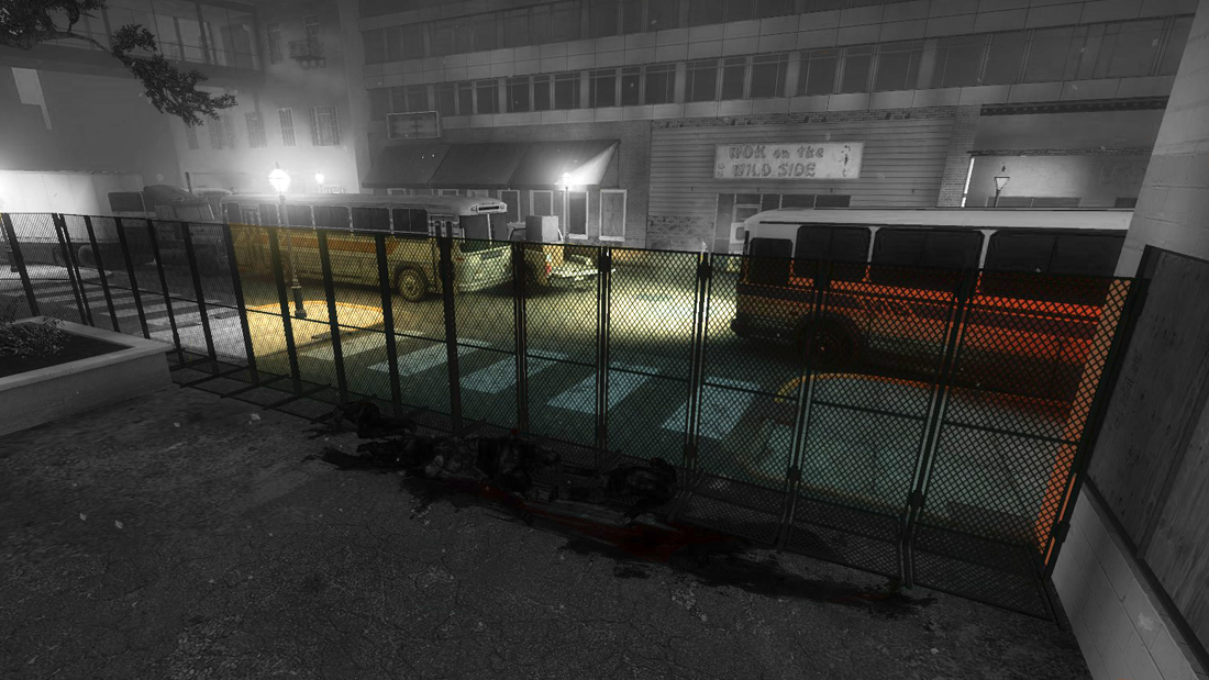 An image of the Burger Tank parking lot fence.